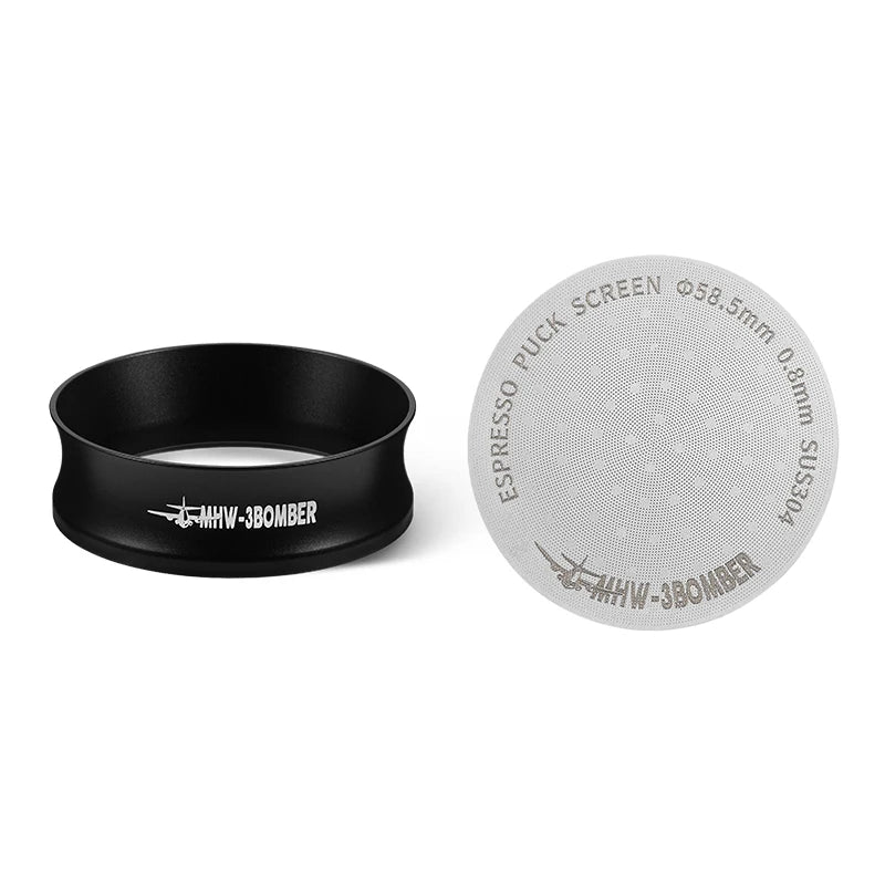 mhw-3bomber magnetic dosing funnel set 58mm espresso dosing ring & 58.5mm puck screen kit doule coffee filter barista accessorie