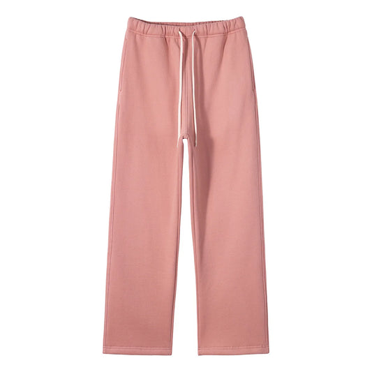 Straight-lined  Cashmere  solid color sweatpants