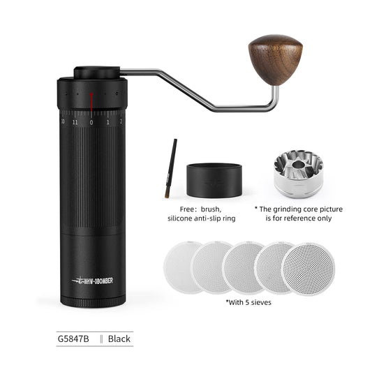 mhw-3bomber manual coffee grinder for espresso pour over coffee stainless steel conical burr adjustable setting barista tools