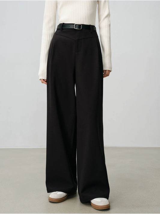 ZIQIAO【2 Color 2 Length】Women Full Length Black Straight Trousers Thicken Winter Grey Women Cropped Pant 24ZQ94159+24ZQ94158