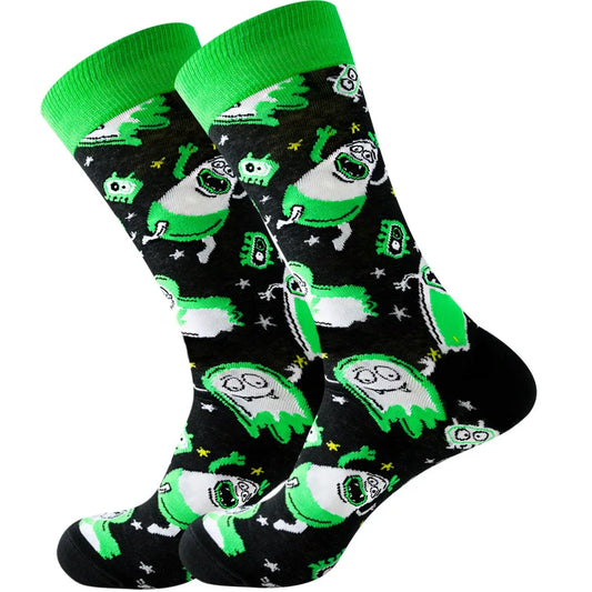 1 pair Autumn and winter new Halloween male socks skull alien female socks pumpkin socks monster tube socks
