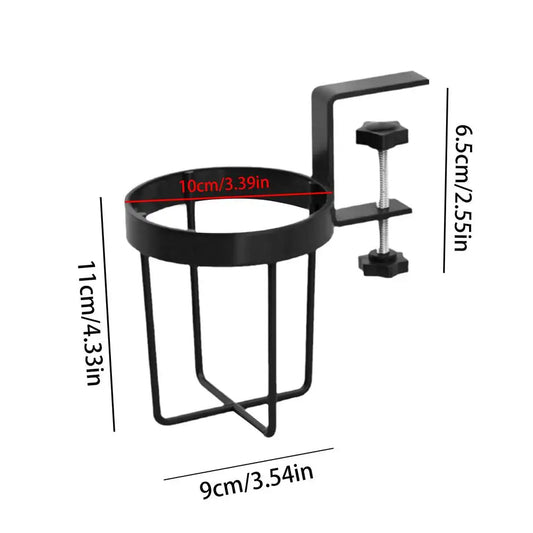 Table Side Cup Holder Desk Side Cup Holder Stainless Steel Anti-Spill Drinks Storage Holder for Coffee Mugs Water Bottles