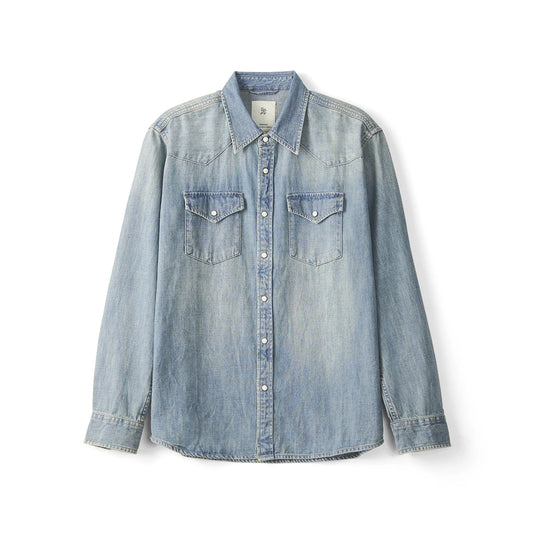 SIMWOOD High Standard Series 2024 Autumn Winter New Oversize Washed Vintage Blue Denim Shirts Men Chest Pockets Western Shirts