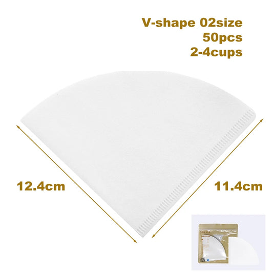 timemore coffee filter paper 50pcs pour over coffee paper filters home v-shaped filter paper work with cone coffee dripper