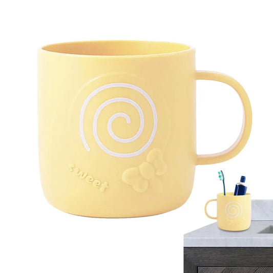 Small Bathroom Cups Lollipop Pattern Cartoon Bathroom Cups with Ergonomic Handle Multifunctional Sturdy Toothbrush Holder Heat