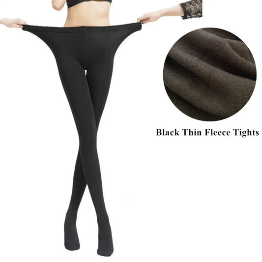 DOIAESKV Plus Size Women Fleece Tight 120D Autumn Warm Winter Insulated Pantyhose High Waist Female Stretchy Slim Thick Stocking