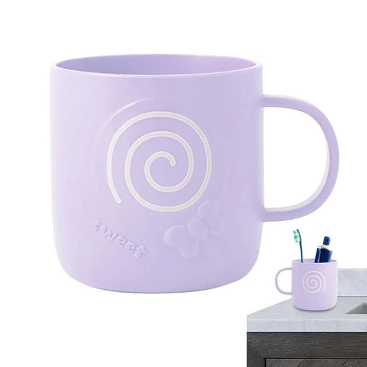 Small Bathroom Cups Lollipop Pattern Cartoon Bathroom Cups with Ergonomic Handle Multifunctional Sturdy Toothbrush Holder Heat