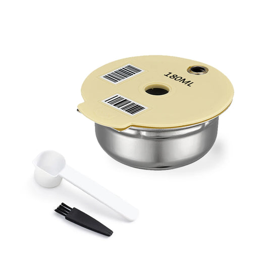 reusable refillable coffee capsule with silicone lid filter set for bosch tassimo brewer coffee maker stainless steel