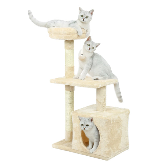 Small Cat Tree with Sisal Scratching Posts  Top Perch  Cozy Condo  Cat Tower for Indoor Cats  Cat Accessories  Scraper for Cats