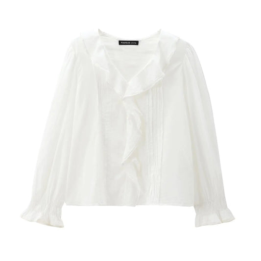 European and American style 2024 autumn new products women's clothing design sense layered decoration romantic style shirt
