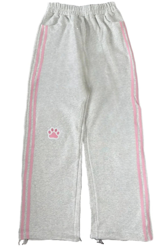 HOUZHOU Harajuku Kawaii Pink Stripes Sweatpants Women Japanese Style Sweet Cute Cat Embroidery Trousers Soft Gril Y2k 2023 Chic