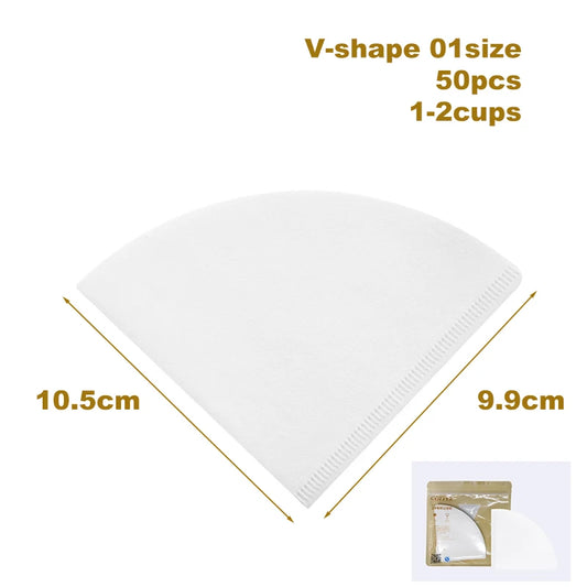 timemore coffee filter paper 50pcs pour over coffee paper filters home v-shaped filter paper work with cone coffee dripper