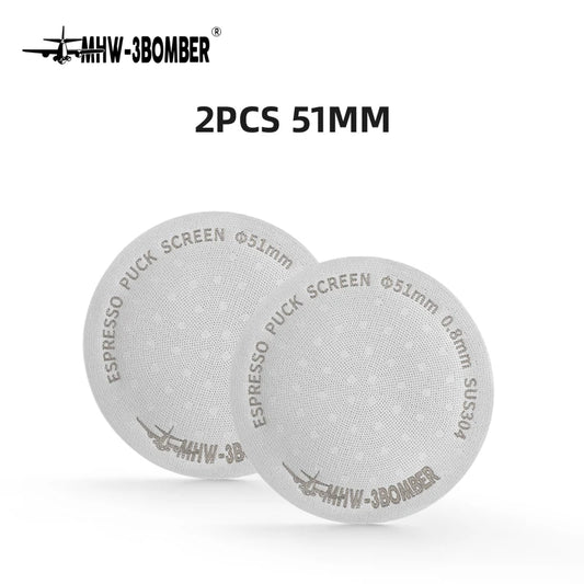 51mm 53mm 58.5mm espresso puck screen reusable metal double coffee filter 0.8mm thickness professional home barista accessories