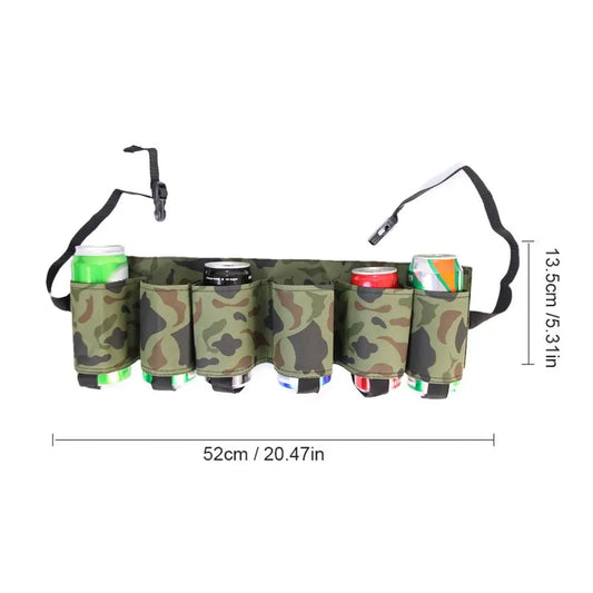 Beer Holster Belt Oxford Cloth Soda Bottle Holder Drink Can Holder Holds 6 Cans Adjustable Beer Waist Holder For Parties Picnics