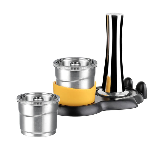 resuable coffee capsule filter for x7 illy y3 illy y5 coffee machine refillable stainless steel coffee pod with tamper & holder