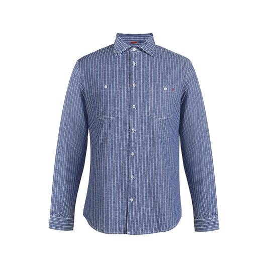 CHCH Men's Shirt 2024 New Blue Striped Top Business Casual Bottom Shirt