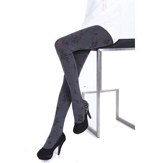 Hot Spring Autumn Tights 280 Denier Not Opaque Pattern Jacquard Velvet Pantyhose  Sexy and High Elasticity  Heather Grey Series